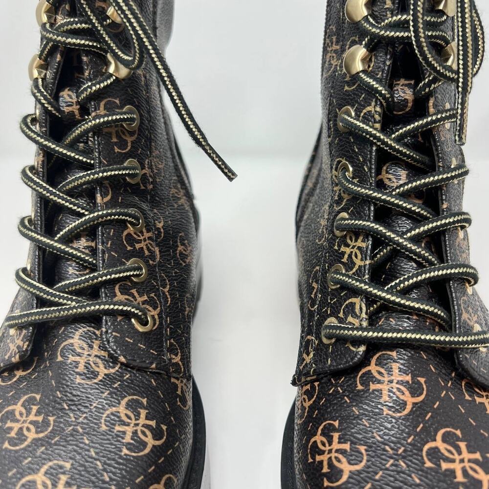 Guess Women's GW Fearne Combat Boots Size 9.5  Black & Gold Chunky Sole - Picture 15 of 15